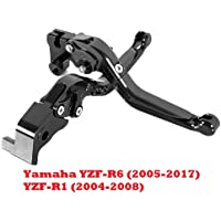 Juego manetas palancas de embrague y de freno regulable con logo compatible para Yamaha YZF-R6 (2006-2017) YZF-R1 (2004…